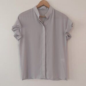 New Brian Bailey Stone Chiffon Flutter Sleeve Blouse Size XS bin 4C